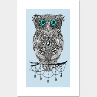 Best T-shirt is great for owl fans, Black Mandala Owl art Posters and Art